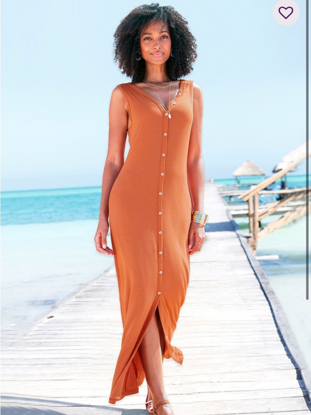 Universal Thread Sleeveless Button-Front Maxi Cover-Up in Rust Orange